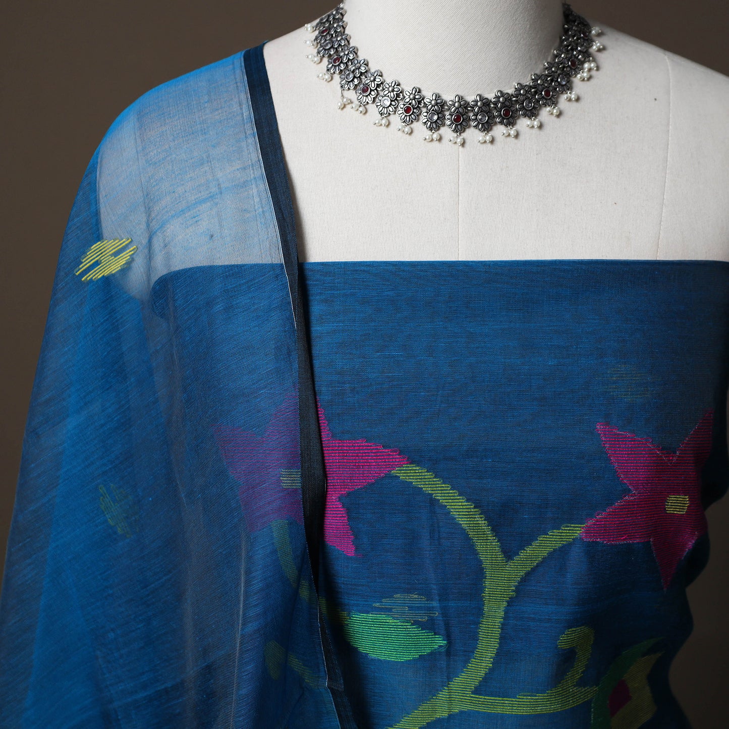 Handwoven Phulia Jamdani Muslin Silk 2pc Unstitched Dress Material Kurta Set 38