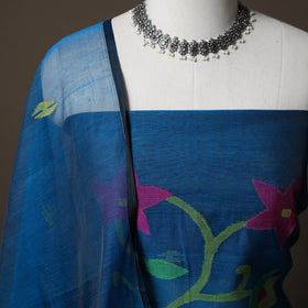 Handwoven Phulia Jamdani Muslin Silk 2pc Unstitched Dress Material Kurta Set 38