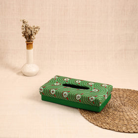 Green - handcrafted bengal kantha work tissue box 32