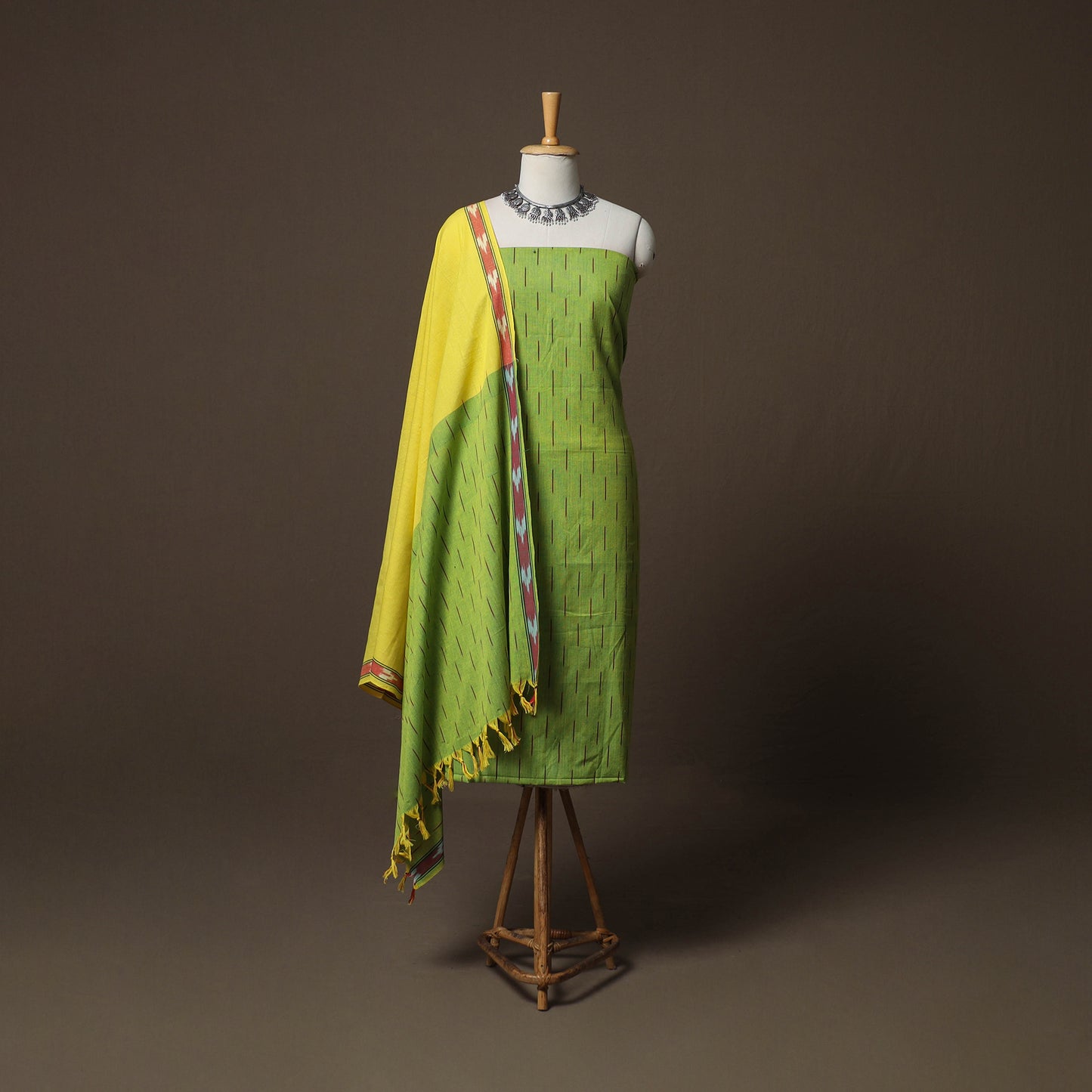 Pochampally Ikat Weave 3pc Cotton Unstitched Dress Material Suit Set 04