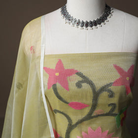 Handwoven Phulia Jamdani Muslin Silk 2pc Unstitched Dress Material Kurta Set 39