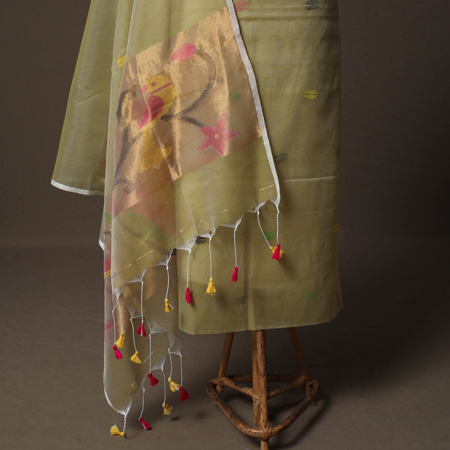 Handwoven Phulia Jamdani Muslin Silk 2pc Unstitched Dress Material Kurta Set 39