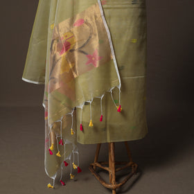 Handwoven Phulia Jamdani Muslin Silk 2pc Unstitched Dress Material Kurta Set 39