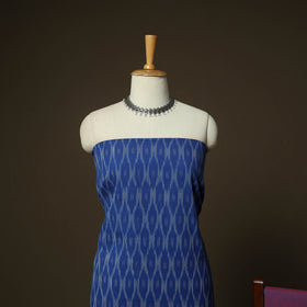 Blue - Pochampally Ikat Weave 3pc Cotton Unstitched Dress Material Suit Set 16