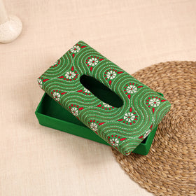 Green - handcrafted bengal kantha work tissue box 32