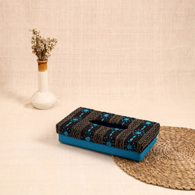 Blue - Handcrafted Bengal Kantha Work Tissue Box 28