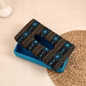 Blue - Handcrafted Bengal Kantha Work Tissue Box 28