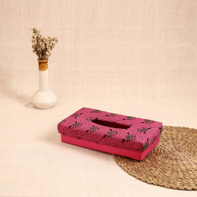 Pink - Handcrafted Bengal Kantha Work Tissue Box 24