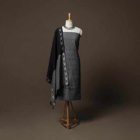 Pochampally Ikat Weave 3pc Cotton Unstitched Dress Material Suit Set 06