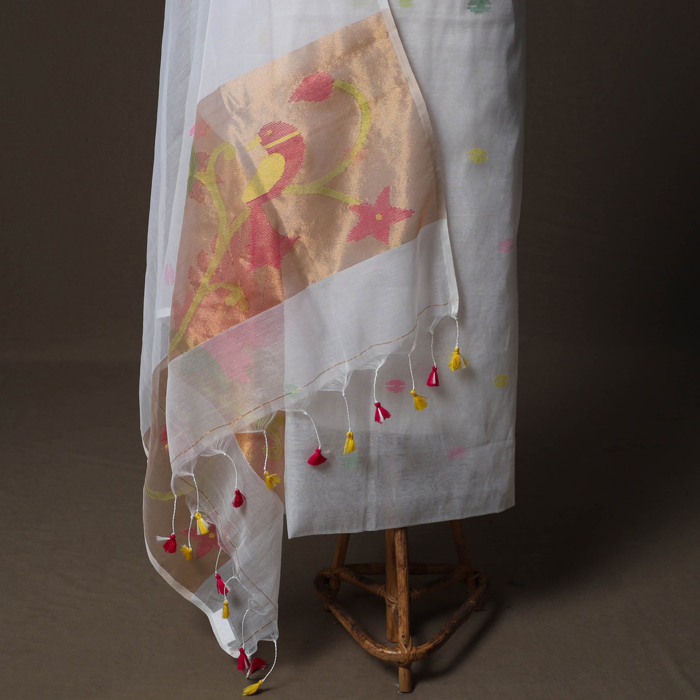 Handwoven Phulia Jamdani Muslin Silk 2pc Unstitched Dress Material Kurta Set 41