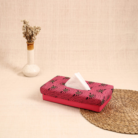 Pink - Handcrafted Bengal Kantha Work Tissue Box 24
