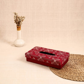 Red - handcrafted bengal kantha work tissue box 39
