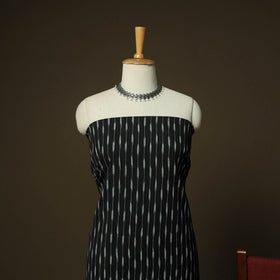 Black - Pochampally Ikat Weave 3pc Cotton Unstitched Dress Material Suit Set 18