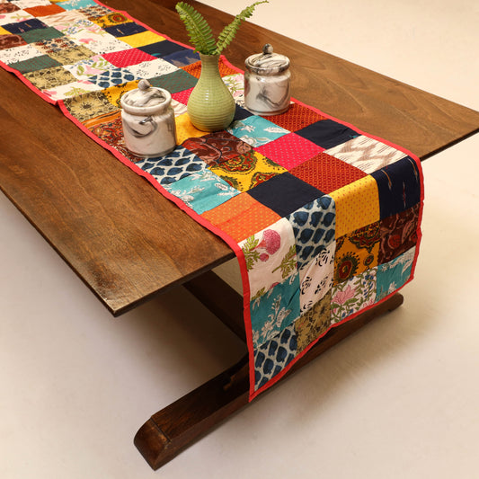 Block Printed Patchwork Cotton Table Runner (61 x 14 in) 47
