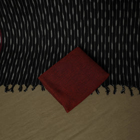 Black - Pochampally Ikat Weave 3pc Cotton Unstitched Dress Material Suit Set 18
