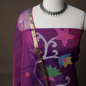Handwoven Phulia Jamdani Muslin Silk 2pc Unstitched Dress Material Kurta Set 43
