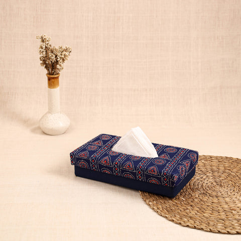 Blue - handcrafted bengal kantha work tissue box 16