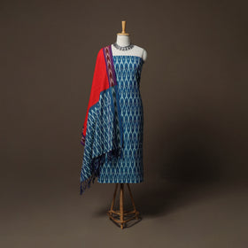 Pochampally Ikat Weave 3pc Cotton Unstitched Dress Material Suit Set 07