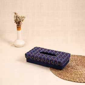 Blue - handcrafted bengal kantha work tissue box 42
