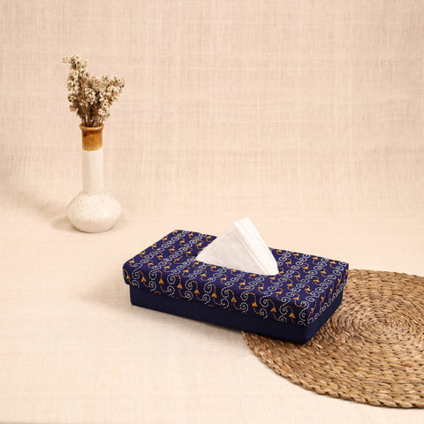 Blue - handcrafted bengal kantha work tissue box 42