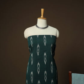 Green - Pochampally Ikat Weave 3pc Cotton Unstitched Dress Material Suit Set 19