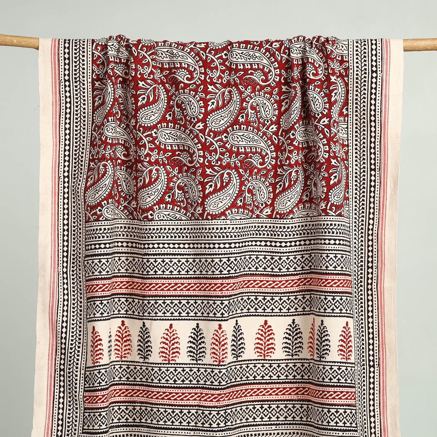 Red - bagh hand cotton handloom towel 50 - handcrafted