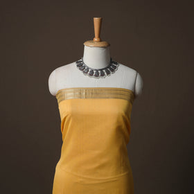 Orange - Yellow - 2pc Handloom Maheshwari Silk Unstitched Dress Material Kurta Set with Zari Border 01