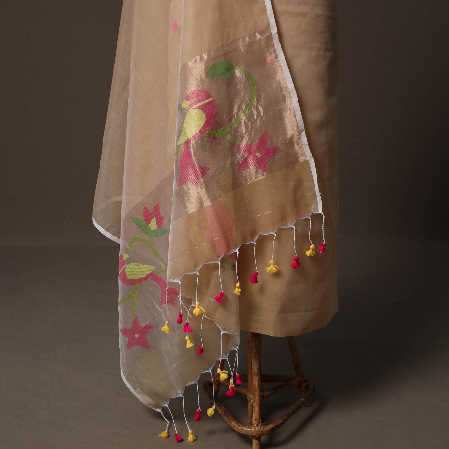 Handwoven Phulia Jamdani Muslin Silk 2pc Unstitched Dress Material Kurta Set 45