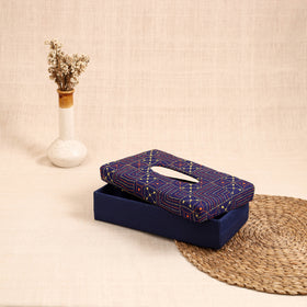 Blue - handcrafted bengal kantha work tissue box 20