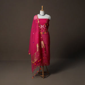Handwoven Phulia Jamdani Muslin Silk 2pc Unstitched Dress Material Kurta Set 47