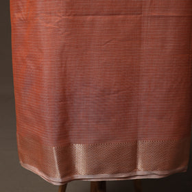 Peach - 2pc Handloom Maheshwari Silk Unstitched Dress Material Kurta Set with Zari Border 03