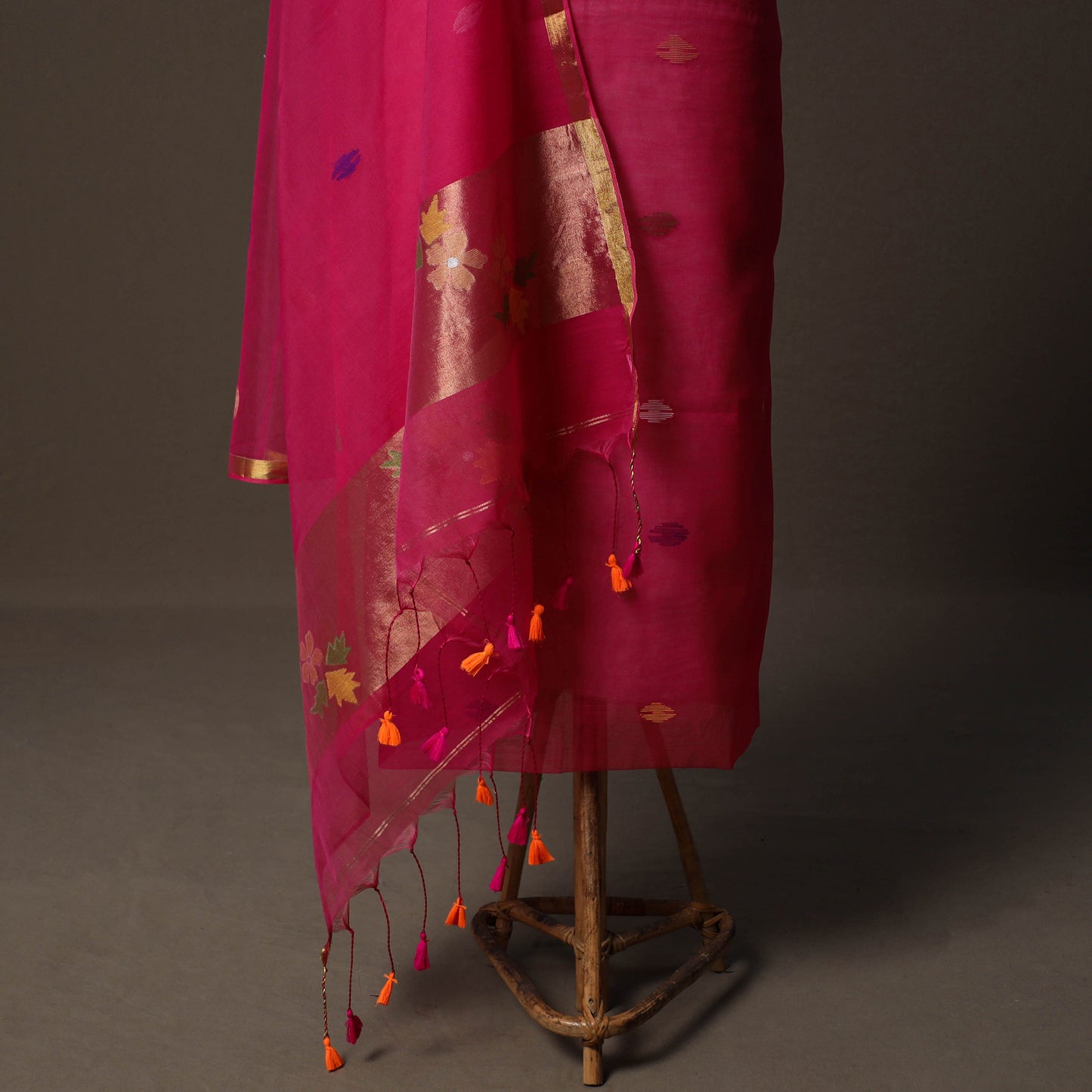 Handwoven Phulia Jamdani Muslin Silk 2pc Unstitched Dress Material Kurta Set 47