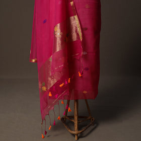 Handwoven Phulia Jamdani Muslin Silk 2pc Unstitched Dress Material Kurta Set 47