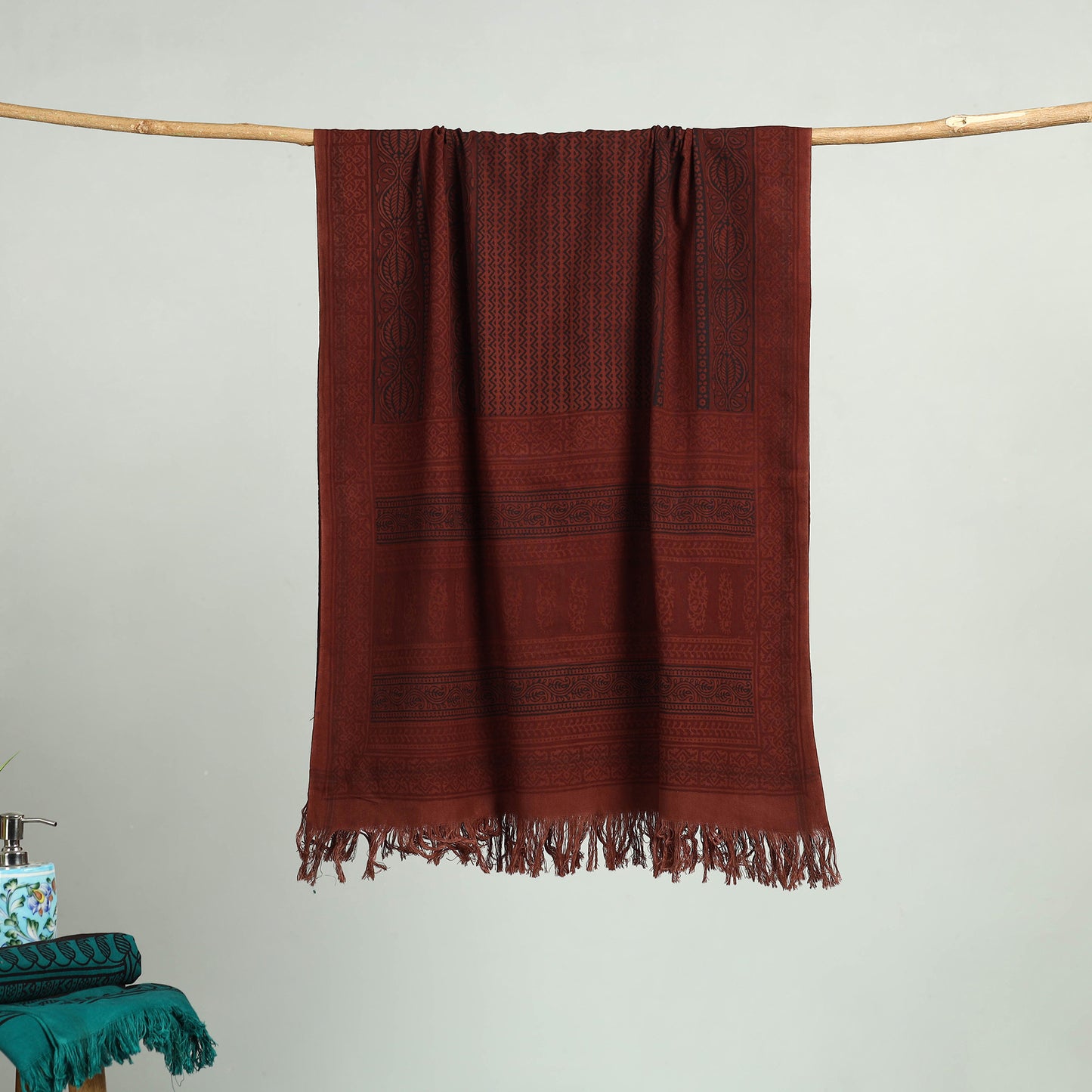 Maroon Bagh Hand Block Print Cotton Handloom Towel