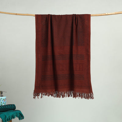 Maroon Bagh Hand Block Print Cotton Handloom Towel