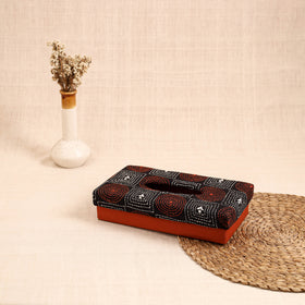 Orange - handcrafted bengal kantha work tissue box 34