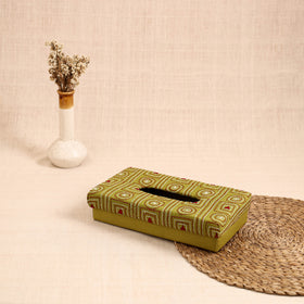 Green - handcrafted bengal kantha work tissue box 33