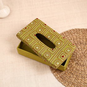 Green - handcrafted bengal kantha work tissue box 33