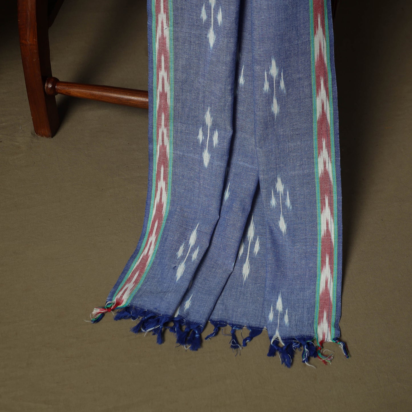 Blue - Pochampally Ikat Weave 3pc Cotton Unstitched Dress Material Suit Set 22