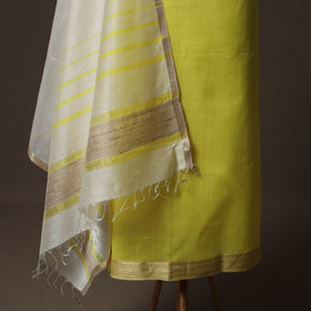 Yellow - 2pc Handloom Maheshwari Silk Unstitched Dress Material Kurta Set 05