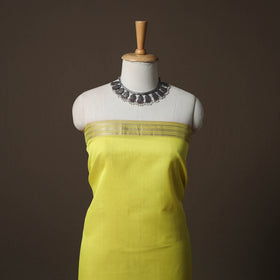 Yellow - 2pc Handloom Maheshwari Silk Unstitched Dress Material Kurta Set 05