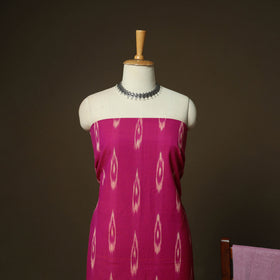 Pink - Pochampally Ikat Weave 3pc Cotton Unstitched Dress Material Suit Set 23