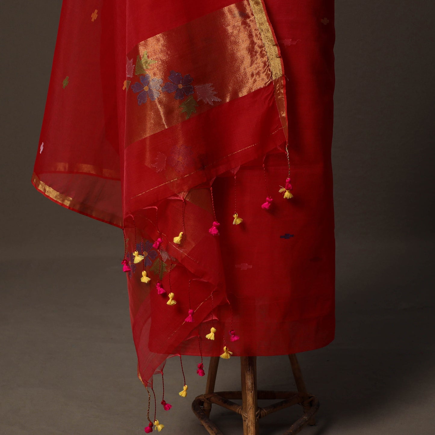 Handwoven Phulia Jamdani Muslin Silk 2pc Unstitched Dress Material Kurta Set 49