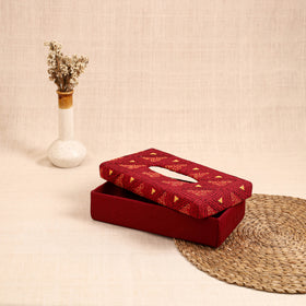 Red - handcrafted bengal kantha work tissue box 74