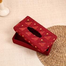 Red - handcrafted bengal kantha work tissue box 74