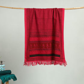 Pink Bagh Hand Block Print Cotton Handloom Towel