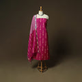 Pink - Pochampally Ikat Weave 3pc Cotton Unstitched Dress Material Suit Set 23
