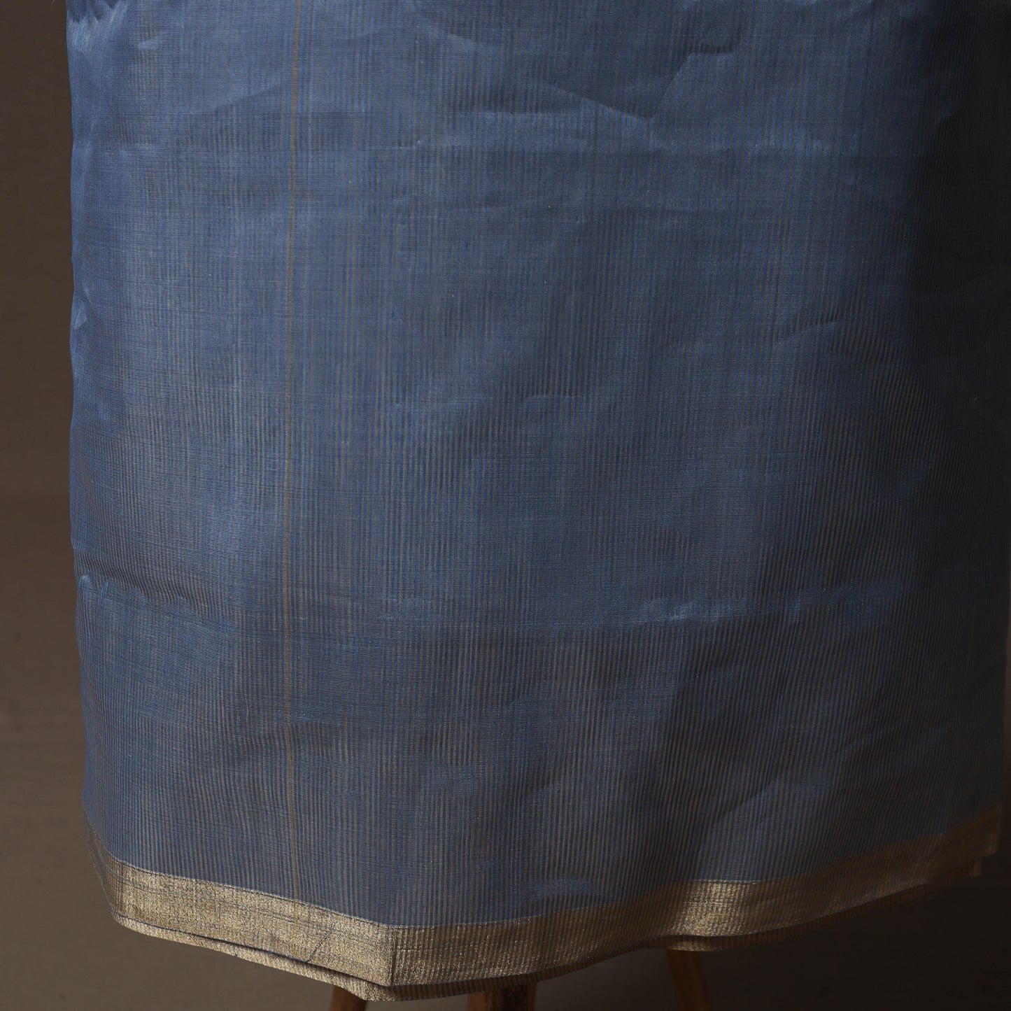 Blue - 2pc Handloom Tissue Zari Stripes Maheshwari Silk Unstitched Dress Material Kurta Set 06