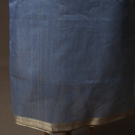 Blue - 2pc Handloom Tissue Zari Stripes Maheshwari Silk Unstitched Dress Material Kurta Set 06