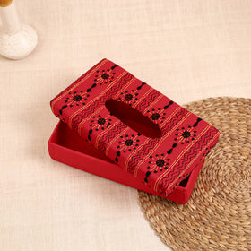 Red - handcrafted bengal kantha work tissue box 36